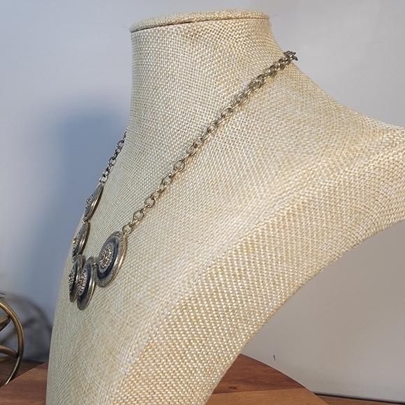 Ruby Rd. Chic Gold and Black Statement Necklace Medallions Chain - Picture 7 of 17